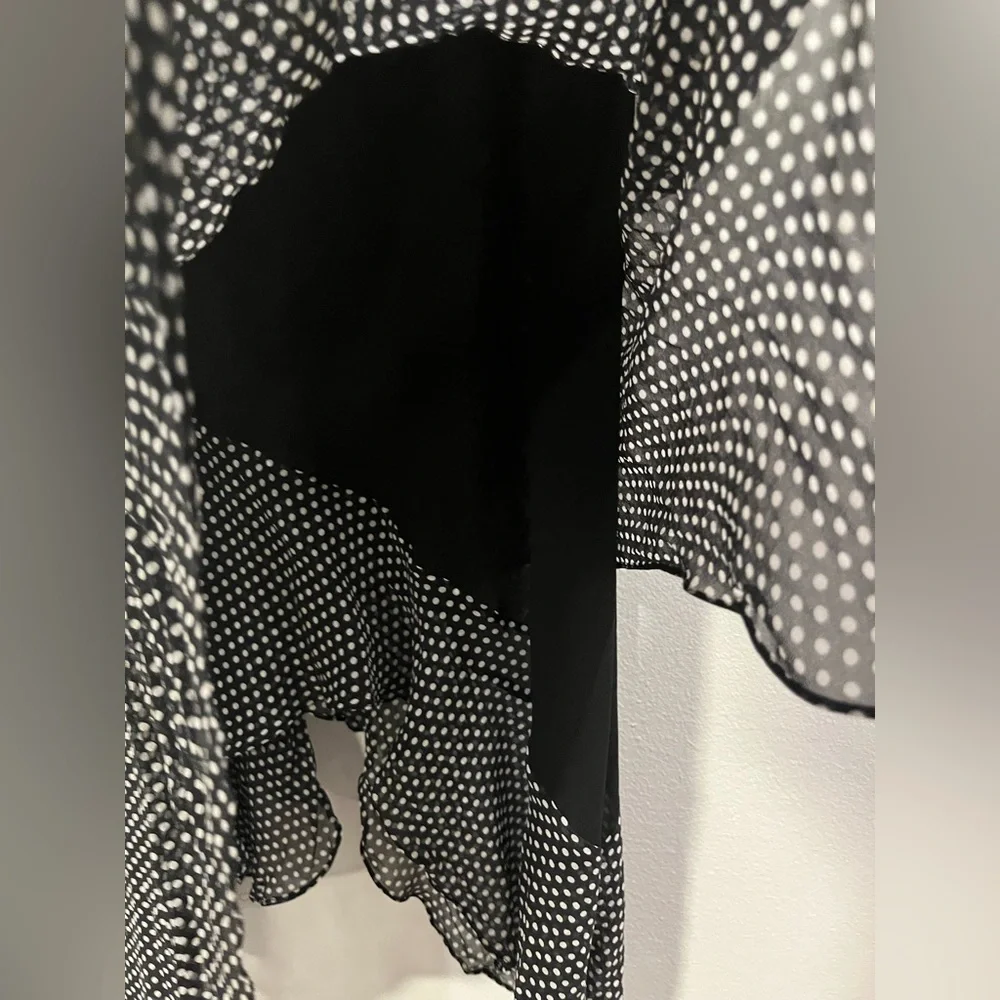100% Silk Vintage Y2K Adrianna Papell Black and White Polka Dot Dress - Size 8 - Picture 6 of 7